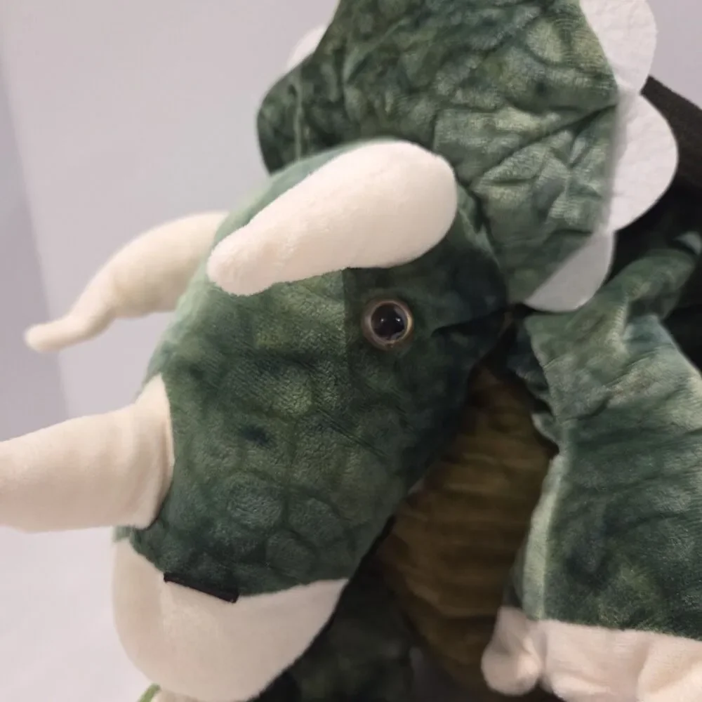 Triceratops Green Stuffed Animal Plush Dino Purse Bag Two Straps